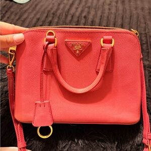 Prada Coral Mini Bag with Gold Accents